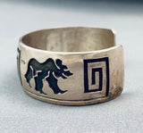 Ross Scott Native American Navajo Sterling Silver Bear Bracelet-Nativo Arts