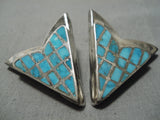 One Of The Best Vintage Native American Navajo Turquoise Sterling Silver Collar Protectors-Nativo Arts