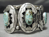 Museum Vintage Native American Navajo Green Turquoise Sterling Silver Bracelet Old-Nativo Arts
