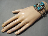Astonishing Vintage Native American Navajo Kingman Turquoise Sterling Silver Bracelet Old-Nativo Arts