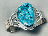 Astounding Native American Navajo Gilbert Turquoise Sterling Silver Bracelet Signed-Nativo Arts