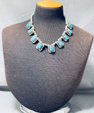 One Of The Best Vintage Native American Navajo Turquoise Choker Sterling Silver Necklace-Nativo Arts