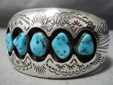 Advanced Silver Work Vintage Native American Navajo Turquoise Sterling Bracelet Cuff-Nativo Arts