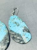Native American Fabulous Santo Domingo Old Kingman Turquoise Sterling Silver Earrings-Nativo Arts