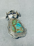 Fascinating Signed Native American Navajo Royton Turquoise Sterling Silver Kachina Pin Pendant-Nativo Arts