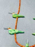 Very Unique Southwestern Gaspeite Corasl Sterling Silver Bird Necklace-Nativo Arts