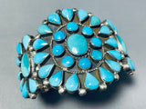 Heavy Thick Vintage Native American Navajo Teardrop Turquoise Sterling Silver Bracelet-Nativo Arts
