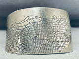 Native American Completely Hand Etched Vintage Sterling Silver Brick Wall Bracelet-Nativo Arts