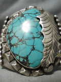 Ginormous Vintage Native American Navajo Rare Turquoise Sterling Silver Leaf Bracelet-Nativo Arts