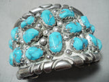 200 Gram Vintage Native American Chunky Turquoise Sterling Silver Bracelet Old-Nativo Arts