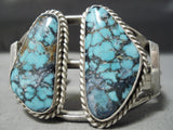 Museum Vintage Native American Navajo Blue Diamond Turquoise Sterling Silver Bracelet Old-Nativo Arts