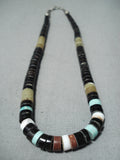 Native American Amazing Vintage Santo Domingo Serpentine Sterling Silver Necklace Old-Nativo Arts