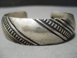 Rare Vintage Native American Navajo Hand Tooled Sterling Silver Segmented Bracelet Old-Nativo Arts