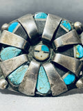 Most Unique Vintage Native American Zuni Turquoise Face Sterling Silver Bracelet-Nativo Arts