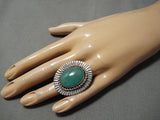 Huge Wave Master Native American Green Turquoise Sterling Silver Ring-Nativo Arts