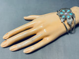 So Beautiful! Happy Vintage Native American Navajo Opal Turquoise Sterling Silver Leaf Bracelet-Nativo Arts