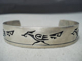 Superior Vintage Hopi Sterling Silver Roadrunner Bracelet Native American Old-Nativo Arts