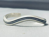 Striking Vintage Native American Navajo Sterling Silver Bracelet Signed-Nativo Arts