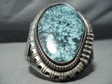 Best Vintage Native American Navajo Blue Warrior Turquoise Sterling Silver Bracelet Old-Nativo Arts