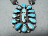 Astonishing Vintage Native American Navajo Blue Diamond Turquoise Sterling Silver Necklace Old-Nativo Arts