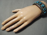 Amazing Vintage Native American Navajo Sterling Silver Turquoise Bracelet Cuff-Nativo Arts