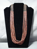 Native American Rare Authentic Santo Domingo Coriz Coral Sterling Silver Heishi Necklace-Nativo Arts