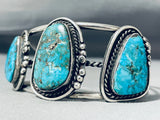 Wonderful Vintage Native American Navajo Pilot Mountain Turquoise Sterling Silver Bracelet-Nativo Arts