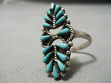 Intricate!! Vintage Zuni Native American Navajo Turquoise Needle Sterling Silver Ring-Nativo Arts
