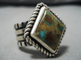 Quality Vintage Native American Navajo Ray Tracey Turquoise Sterling Silver Ring Old-Nativo Arts