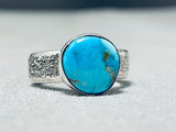 Gary Custer Fabulous Vintage Native American Navajo Kingman Turquoise Sterling Silver Ring-Nativo Arts
