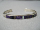 Incredible Vintage Native American Navajo Sugulite Opal Sterling Silver Inlay Bracelet-Nativo Arts