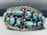 Very Unique Vintage Native American Navajo Spiderweb Turquoise Sterling Silver Leather Bracelet-Nativo Arts