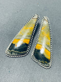 Beautiful Native American Navajo Honeybee Jasper Sterling Silver Earrings-Nativo Arts