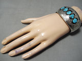 Advanced Silver Work Vintage Native American Navajo Turquoise Sterling Bracelet Cuff-Nativo Arts