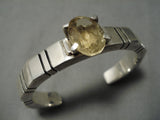 Huge Rare Vintage Native American Navajo Citrine Sterling Silver Bracelet-Nativo Arts