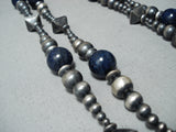 Spectacular Navajo Lapis Sterling Silver Necklace Native American-Nativo Arts