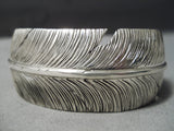 Detailed Intricate!! Native American Navajo Feather Sterling Silver Bracelet Cuff-Nativo Arts