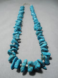 Very Chunky Vintage Native American Navajo Deep Blue Turquoise Heishi Necklace Old-Nativo Arts