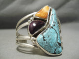 Native American Important Vintage Adam Fierro Spiderweb Turquoise Sterling Silver Bracelet-Nativo Arts