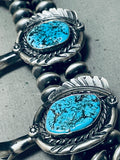 284 Gram Women's Native American Navajo Hand Sterling Silver Turquoise Squash Blossom Necklace-Nativo Arts
