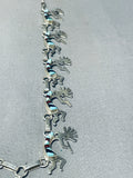 Native American Signed Dancing Kokopelli Vintage Navajo Sterling Silver Necklace-Nativo Arts