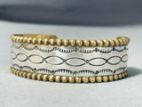 Interesting Vintage Native American Navajo Sterling Silver Bracelet Signed-Nativo Arts