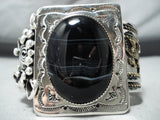 Massive Signed Native American Navajo Native Black Agate Sterling Silver 12k Gold Bracelet-Nativo Arts