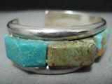 One Of The Best Rare Mine Turquoise Vintage Native American Navajo Sterling Silver Bracelet-Nativo Arts