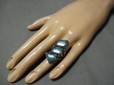 Amazing Vintage Navajo Dramatic Turquoise Sterling Silver Native American Ring-Nativo Arts