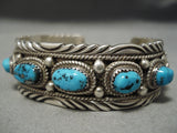 Long Unique Swirling Vintage Native American Navajo Hand Hammered Sterling Silver Bracelet Old-Nativo Arts