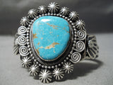 Fantastic Vintage Native American Navajo Old Kingman Turquoise Sterling Silver Bracelet-Nativo Arts
