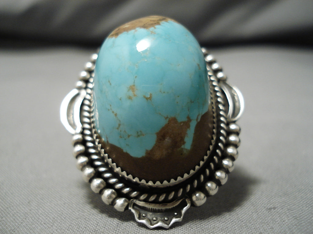 Vintage Sterling Silver Huge shops Turquoise Ring 8