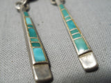Astounding Vintage Native American Navajo Turquoise Sterling Silver Earrings Old-Nativo Arts