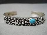 Native American Important Santo Domingo Vintage Sterling Silver Turquoise Bracelet-Nativo Arts